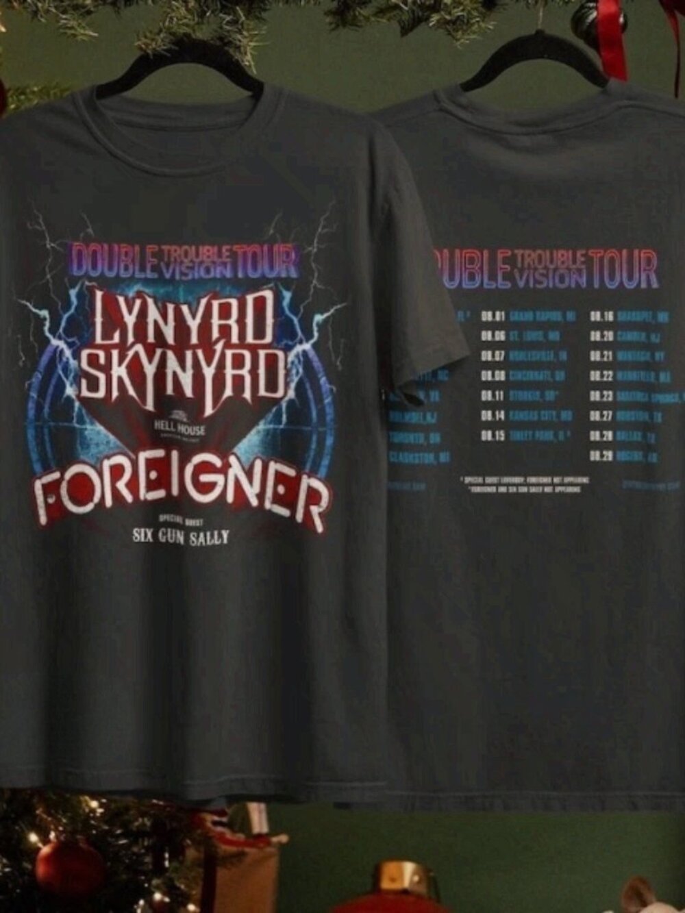 Lynyrd Skynyrd Foreigner Double Trouble Tour Vintage Black T-Shirt